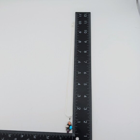 Navajo Pendant Necklace With Spiny Oyster Turquoise & Amethyst By Richard Begay - Picture 4 of 6